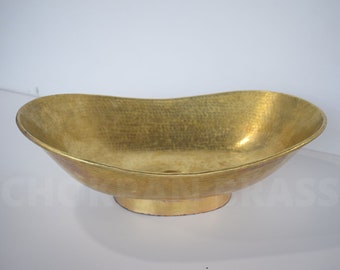 Brass Vessel sink, Oval-Shaped Brass Vessel Sink, Oval Vessel Sink, Brass Bathroom Vessel Sink Oval Wash Deck Mounted Bowl, Hammered Sink