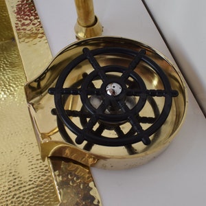 Fregadero de cocina de latón sin lacar con enjuagador de vidrio, fregadero de cocina de latón con lavavasos, accesorios para fregaderos de cocina, decoración de cocina imagen 8