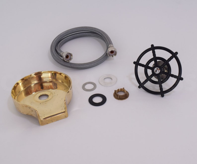 Fregadero de cocina de latón sin lacar con enjuagador de vidrio, fregadero de cocina de latón con lavavasos, accesorios para fregaderos de cocina, decoración de cocina imagen 10