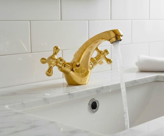 Unlacquered Brass Bathroom Faucet ,Solid Brass Faucet For Sink