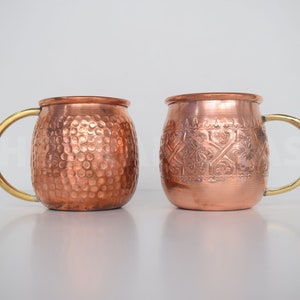 Moroccan Handmade Copper Water Mug , Mug Gift , Copper Cup water With Solid Brass Handle Handcrafted with Great Craftsmanship