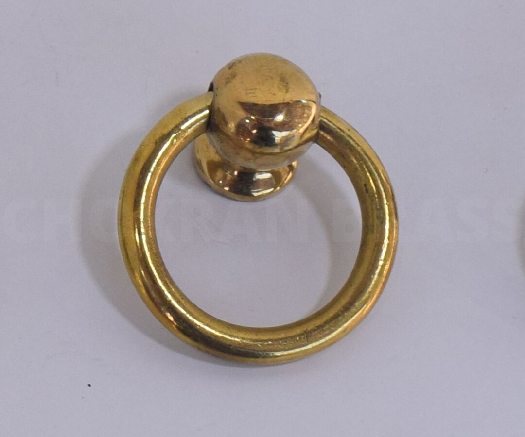 5 Pieces Pure Brass Pull Ring Knobs, Unlacquered Brass Pull Ring