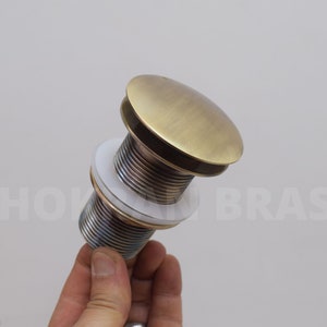 Solid Brass Drain , Push Up Button , Solid brass sink drain , Pop Up Drain , Bathroom Sink Drain , Brass Sink Drain , Copper Sink Drain