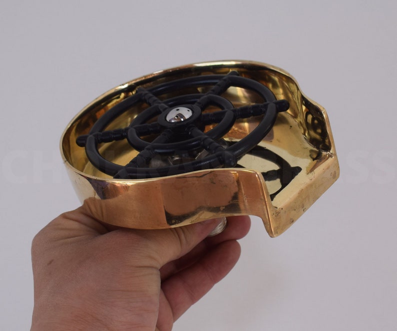 Fregadero de cocina de latón sin lacar con enjuagador de vidrio, fregadero de cocina de latón con lavavasos, accesorios para fregaderos de cocina, decoración de cocina imagen 7