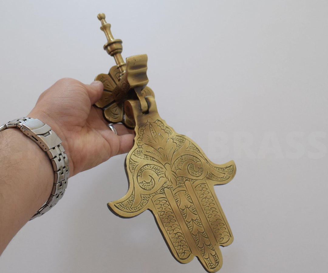 Hand Of Fatima Door Knocker 6.7 Inches Polished Brass - View #9