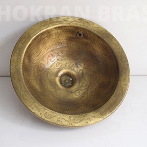 Antikes Messingwaschbecken, handgefertigtes Messingwaschbecken, Badezimmerdeko, Waschbecken im Vintage-Stil aus Messing, Landhauswaschbecken, Einbauwaschbecken