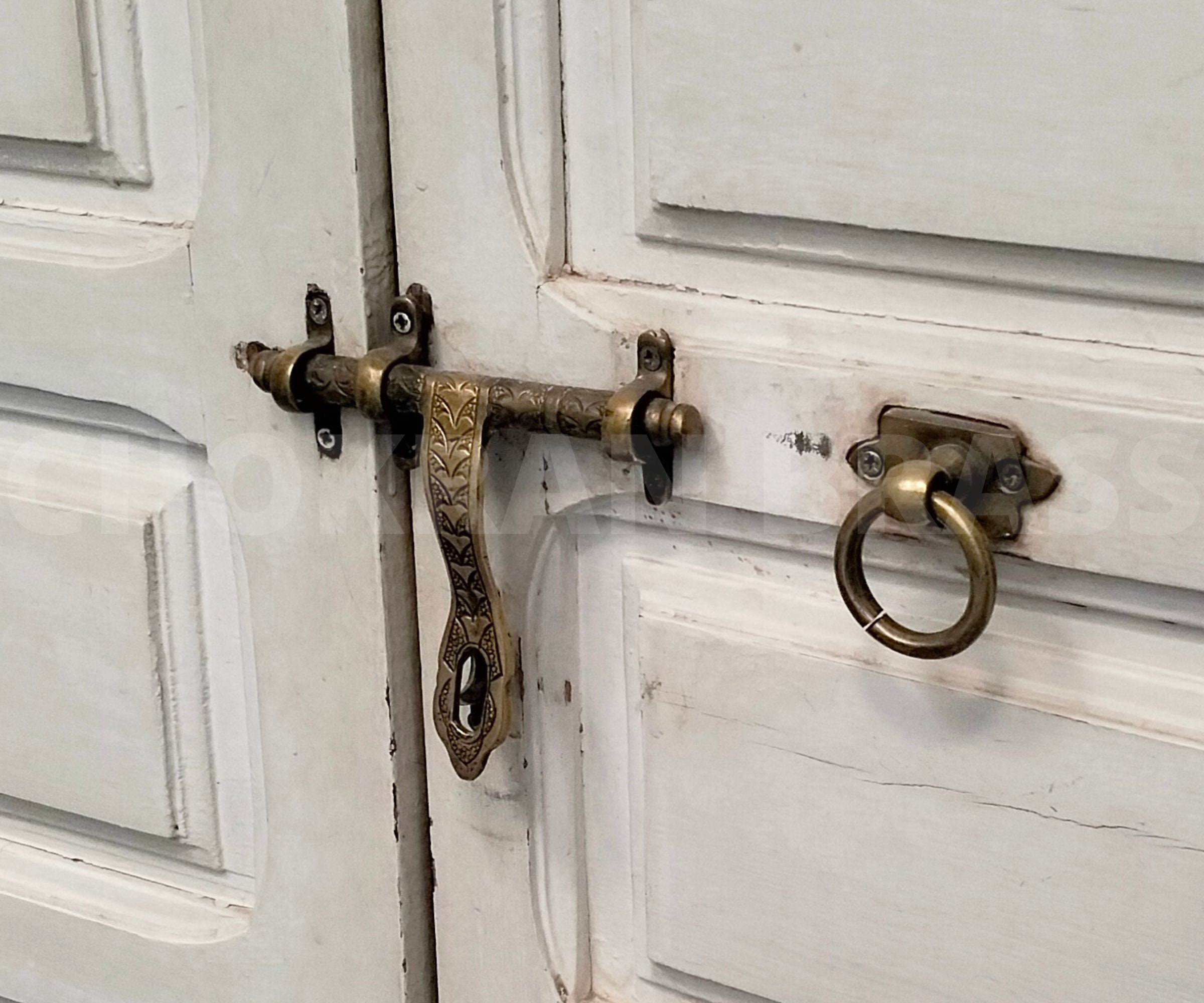 Unlacquered Brass Sliding Door Bolt, Moroccan Brass Door Latch, Brass Box Catches Buckle Lock, Rustic Door Bolt, Door Lock, Door Accessories