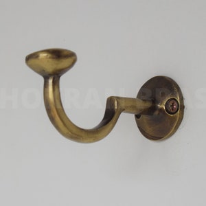 Handcrafted Unlacquered Brass Hooks For Wall, Unlacquered Brass Hook with Vintage Style, Antique Brass Wall Hook with Oiled Bronze Finish