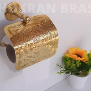 Porta carta igienica in ottone, porta rotolo per bagno di servizio fatto a mano, porta carta igienica marocchino in ottone, design marocchino unico fatto a mano