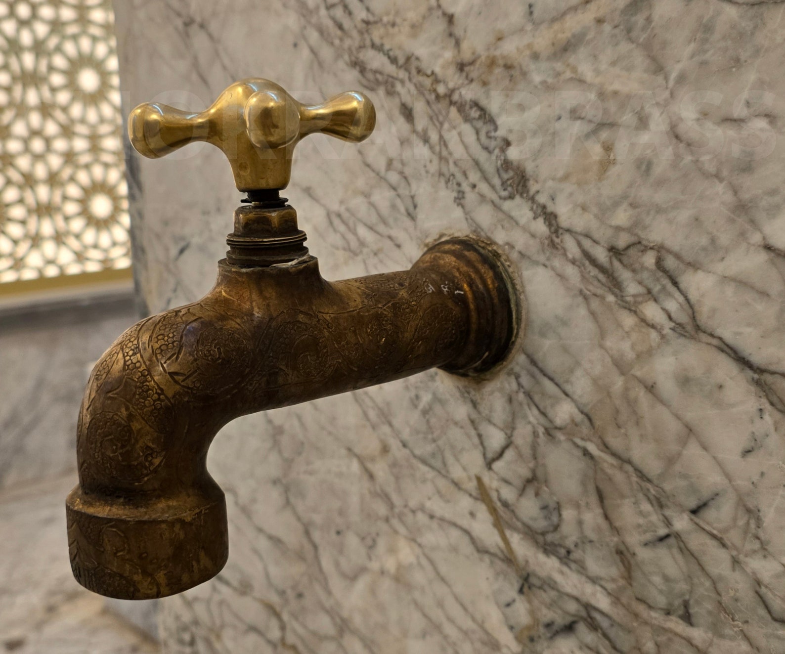 Decorative Unlacquered Brass Wall Faucet - Antique Garden Tap ...