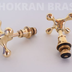 Brass Faucet Handles, Unlacquered Brass Cross Knobs, Handmade Solid Brass Faucet Handles, Unlacquered Brass Faucet Handles