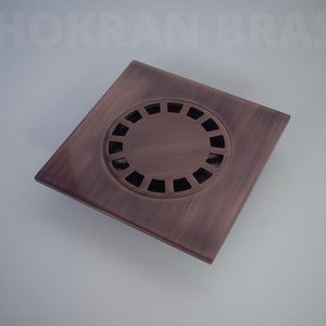 Antique Copper Square Floor Drain, Solid Brass Floor Drain, Floor Drain in Copper Finish, Shower Drain, Floor Drain Oiled Copper Finish