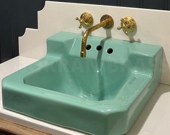 Wandarmatur aus unlackiertem Messing für Einbauwaschtische im Badezimmer mit Kreuzgriffen, Wandarmatur für Waschtische, Aufsatzwaschtischarmatur