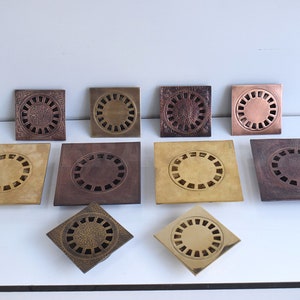 Copper Floor Drain, Hammered Shower Drain Cover, Unlacquered Hammered Floor Drain, Handmade Floor Drain, Floor Drain Oiled Copper Finish