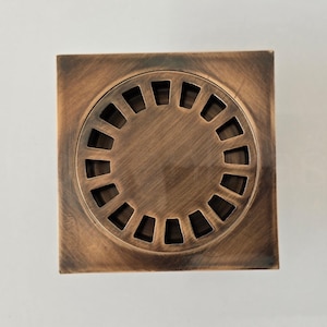 Square Bronze Brass Floor Drain for Shower - Brass Drain with Removable Cover - Square Shower Drain