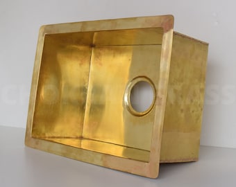 Lavello sottotop in ottone massiccio non laccato, lavello da bar per cucina, lavello a isola, lavello da cucina, lavello da esterno, lavello da fattoria, lavello su misura
