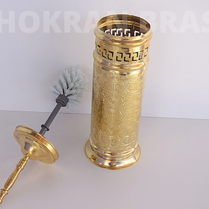 Handcrafted Moroccan Brass Toilet Brush Holder, Unlacquered Brass toilet brush, Toilet Brushes, Moroccan bathroom decor