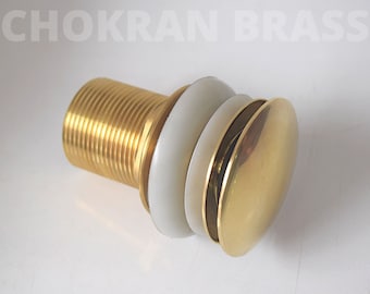 Desagüe de fregadero de latón macizo sin lacar, tapón de fregadero de latón, desagüe de latón macizo, desagüe emergente, desagüe emergente de latón, botón pulsador