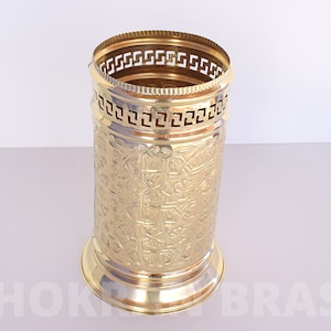 Pattumiera in ottone fatta a mano marocchina, pattumiera in ottone inciso, cesto portaoggetti casa, pattumiera di carta straccia, arredamento bagno