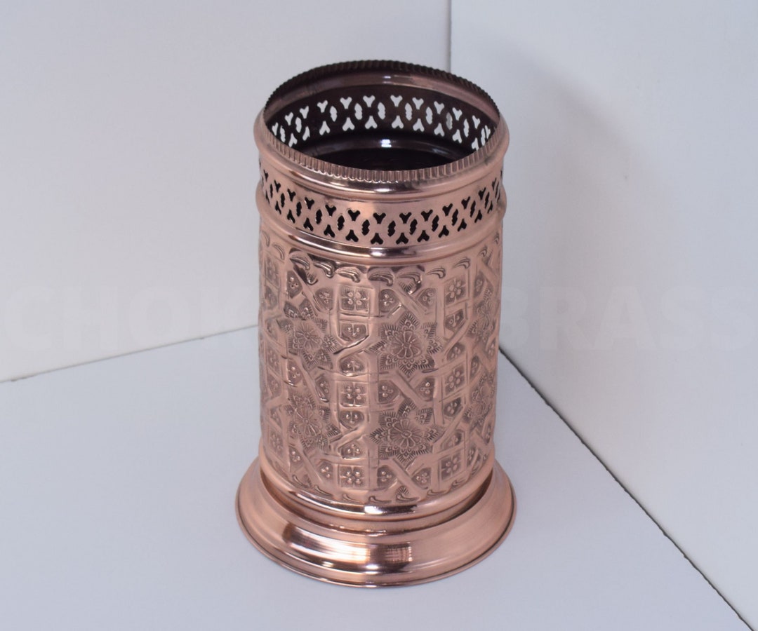 Handmade Antique Brass Wastebasket With Copper Finish Storage Etsy