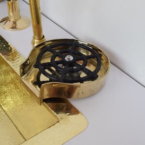 Fregadero de cocina de latón sin lacar con enjuagador de vidrio, fregadero de cocina de latón con lavavasos, accesorios para fregaderos de cocina, decoración de cocina imagen 4