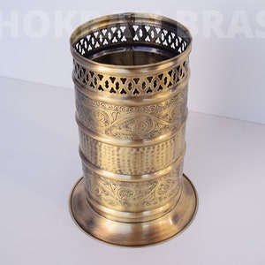 Pattumiera in bronzo, pattumiera marocchina in bronzo, finitura in bronzo oliato, pattumiera, pattumiera di carta in rame, cestino portaoggetti fatto a mano, arredamento del bagno