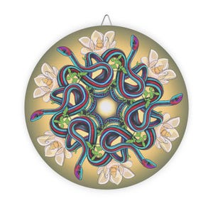 Mandala serpente cosmico - Stampa su legno