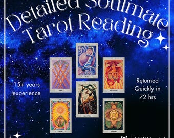 Soulmate Tarot Reading 72 hr Return Quick Love Psychic Reading Intuitive Twin Flame Tarot Detailed Love Tarot 6 Card Relationship Tarot
