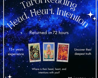 Love Tarot Reading Head Heart Intentions 72-hour return Quick Psychic Relationship Reading Fast Reveal True Thoughts Feelings and Intentions