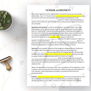 Pop Up Shop Vendor Agreement Contract