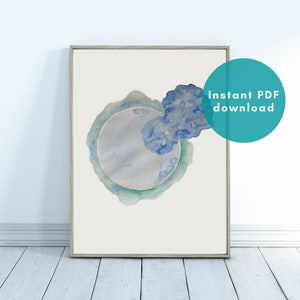 Hatching Embryo Watercolor Print Download, Blastocyst, IVF Fertility Pregnancy Art, ObGyn Medical Reproductive Anatomy Wall Decor Printable