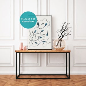 Sperm Cells Watercolor Print Download, Spermatozoa, IVF Fertility Pregnancy Art, ObGyn Medical Reproductive Anatomy Wall Decor Printable