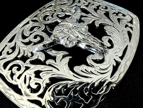 950 Sterling Silver | Hand Carved | Western | Bull Skull  display picture 1