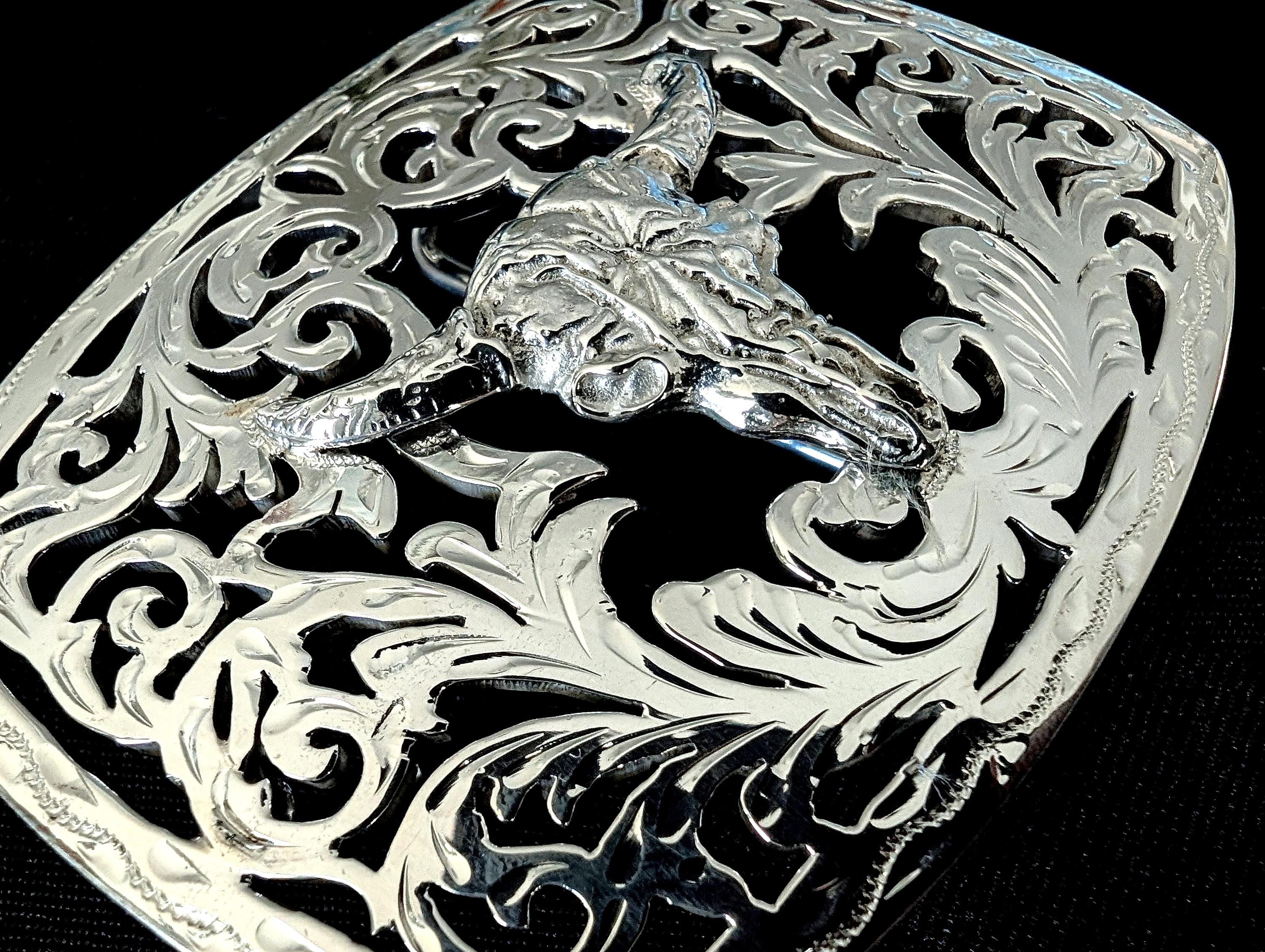 950 Sterling Silver | Hand Carved | Western | Bull Skull 
