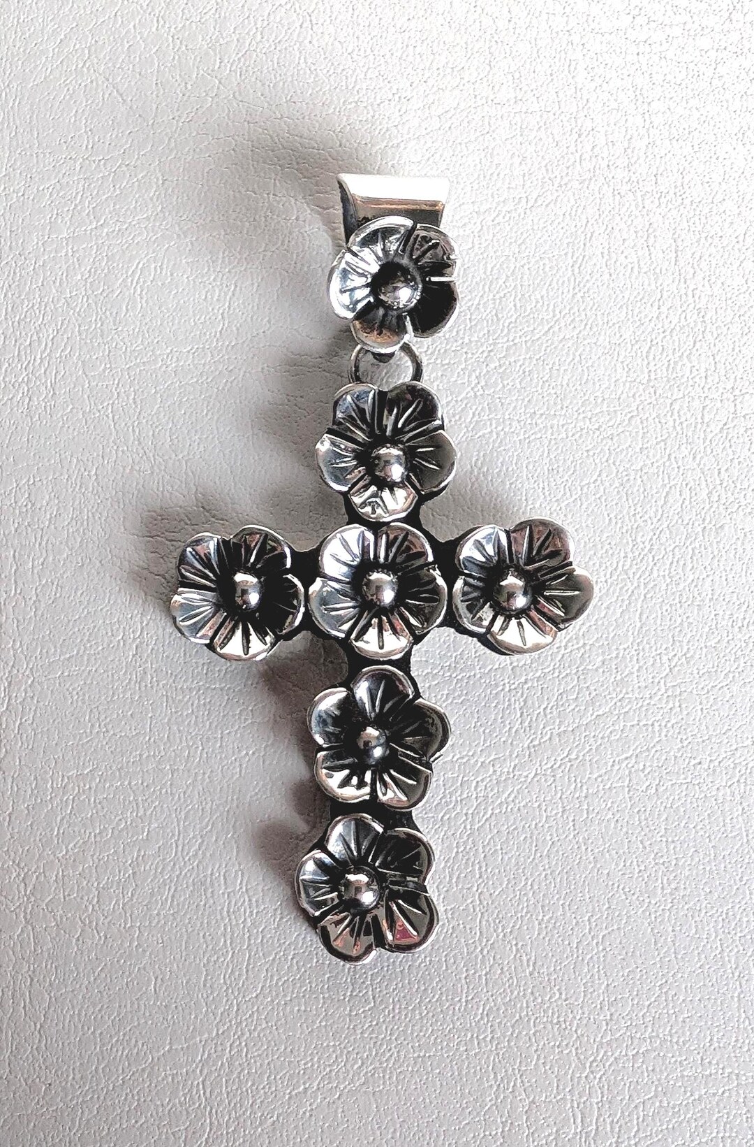 925 Sterling Silver | Flower Cross Pendant | Taxco, Mexico - Etsy
