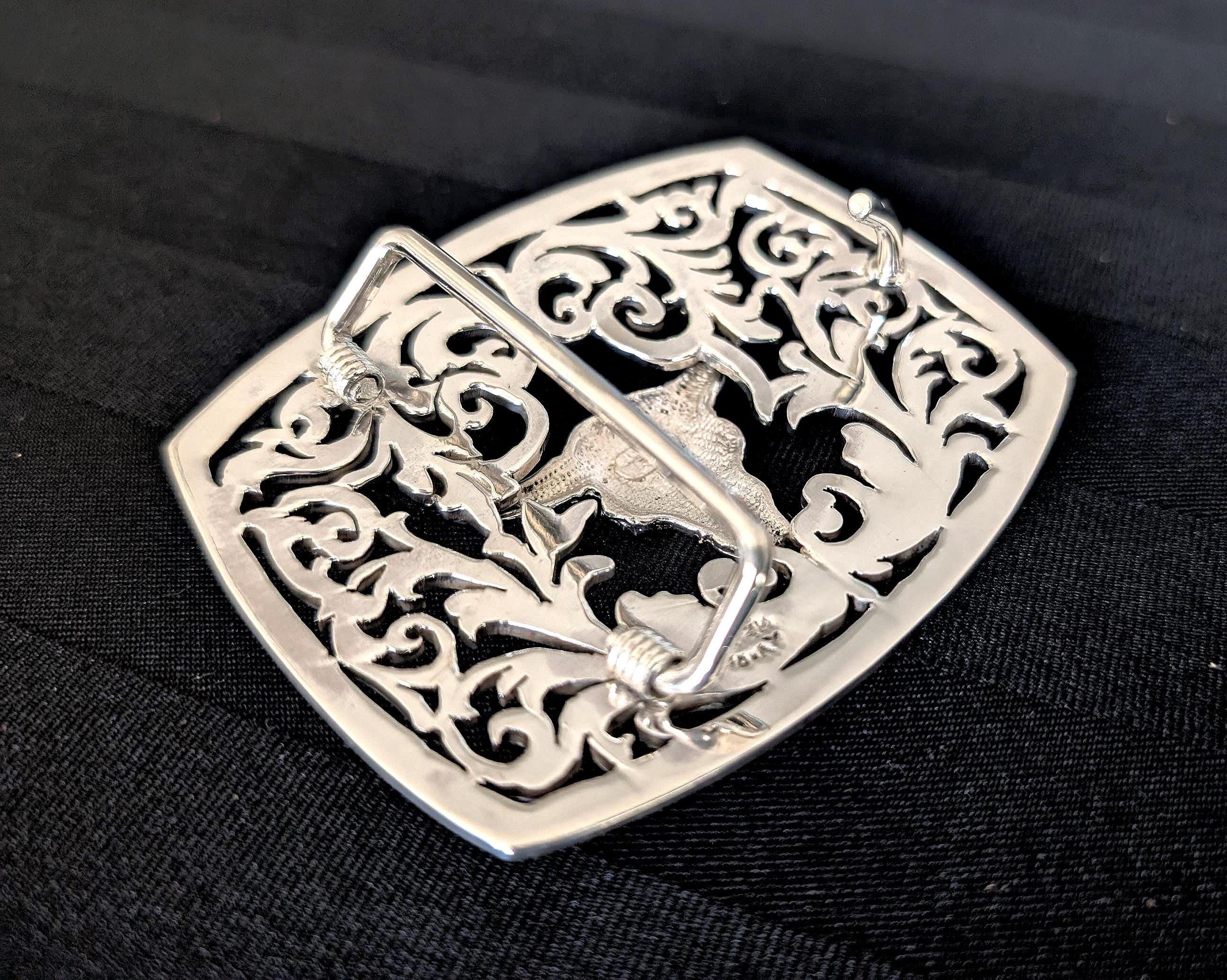FALCONHEAD HANDMADE STERLING SILVER DIAMOND BUCKLE 1387 SnakeHead Buckle 1.5 main image 4