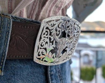 950 Sterling Silver | Hand Carved | Western | Bull Skull | Belt