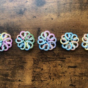 Mizuhiki knot parts 5pcs set, flower shape, pale color, Mizuhiki paper cord parts