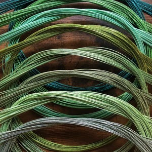 Mizuhiki cords 8 green colors, Decorative paper cords, sparkle mizuhiki, green color assort