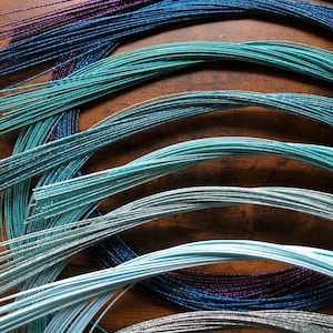 Mizuhiki cords 8 blue colors, Decorative paper cords, sparkle mizuhiki, bluish color assort