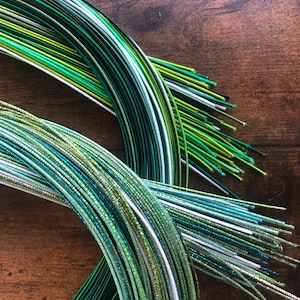 Mizuhiki cords green random color, normal and sparkle mizuhiki, Decorative paper cords, multi color assort