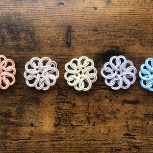 Mizuhiki knot parts 5pcs set, flower shape, pale color, Mizuhiki paper cord parts