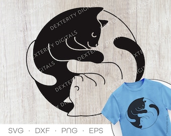 Cat Yin Yang SVG / Diseño para Cat Lady / SVG Cut File para Cricut, Silhouette / Activo digital / Descarga instantánea