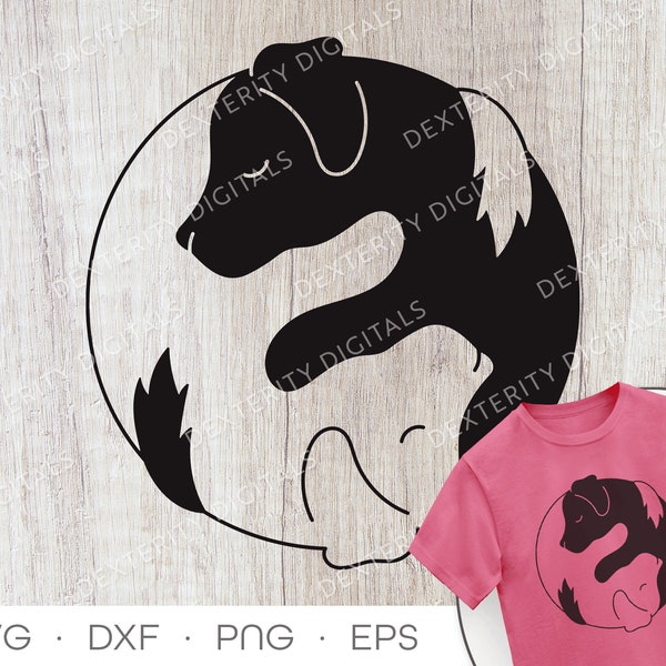 Dog Yin Yang SVG | Design for Dog Lovers | SVG Cut File for Cricut, Silhouette | Digital Asset | Instant Download