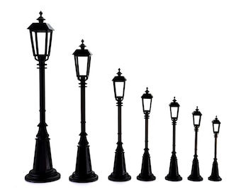 Farola en diferentes medidas, color negro o óxido, ideal para belenes y dioramas con micro lámpara de 12v - DL178