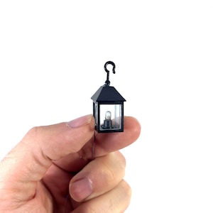 Black wall and/or support lantern for cribs and dioramas with micro lamp warm light 12v - DL59