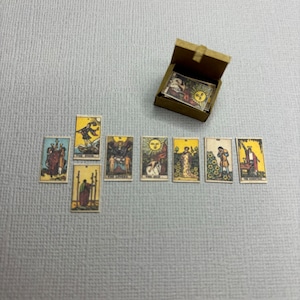 Vintage Tarot card Deck  - Dollhouse witchcraft decoration, witches miniature, tiny tarot