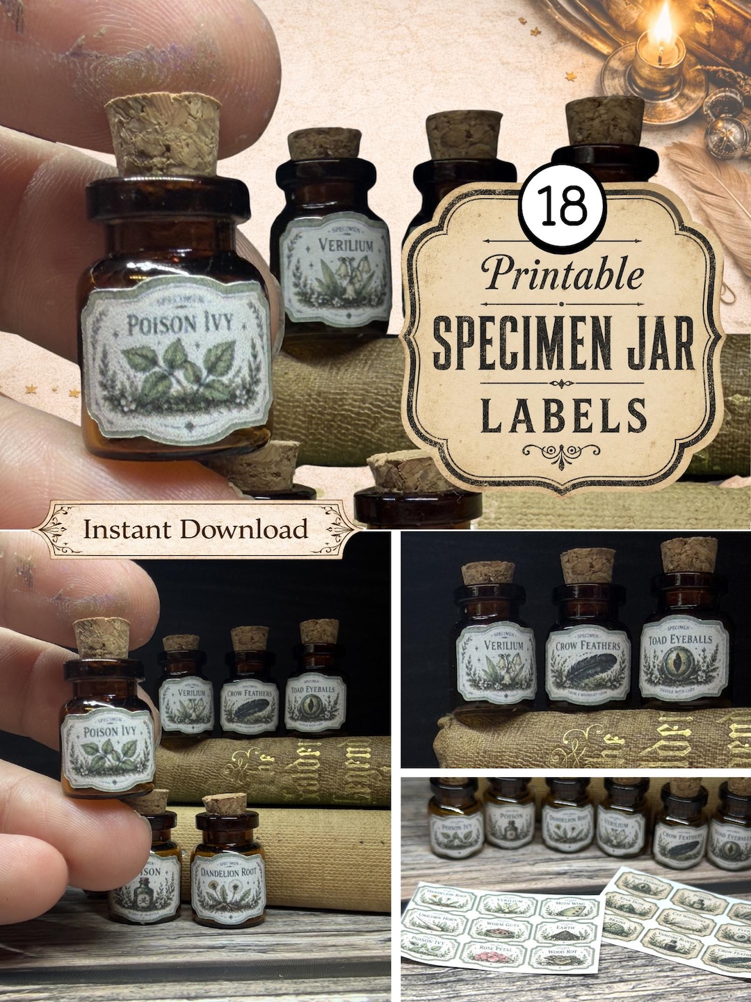 Miniature Specimen Jar Labels | Printable 1:12 Scale | Dollhouse DIY ...