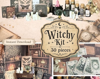 Witchy Miniature Set | Printable 1:12 Scale | Dollhouse DIY |Miniature Tarot|Witchy miniatures | Instant Download