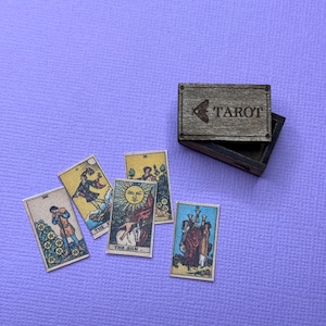 Vintage Tarot card Deck  - Dollhouse witchcraft decoration, witches miniature, tiny tarot